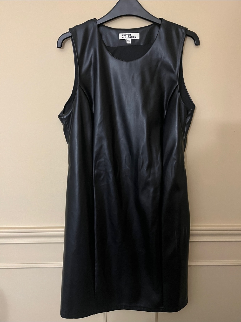LIMITED COLLECTION Faux Leather Sleeveless Shift Dress - Black